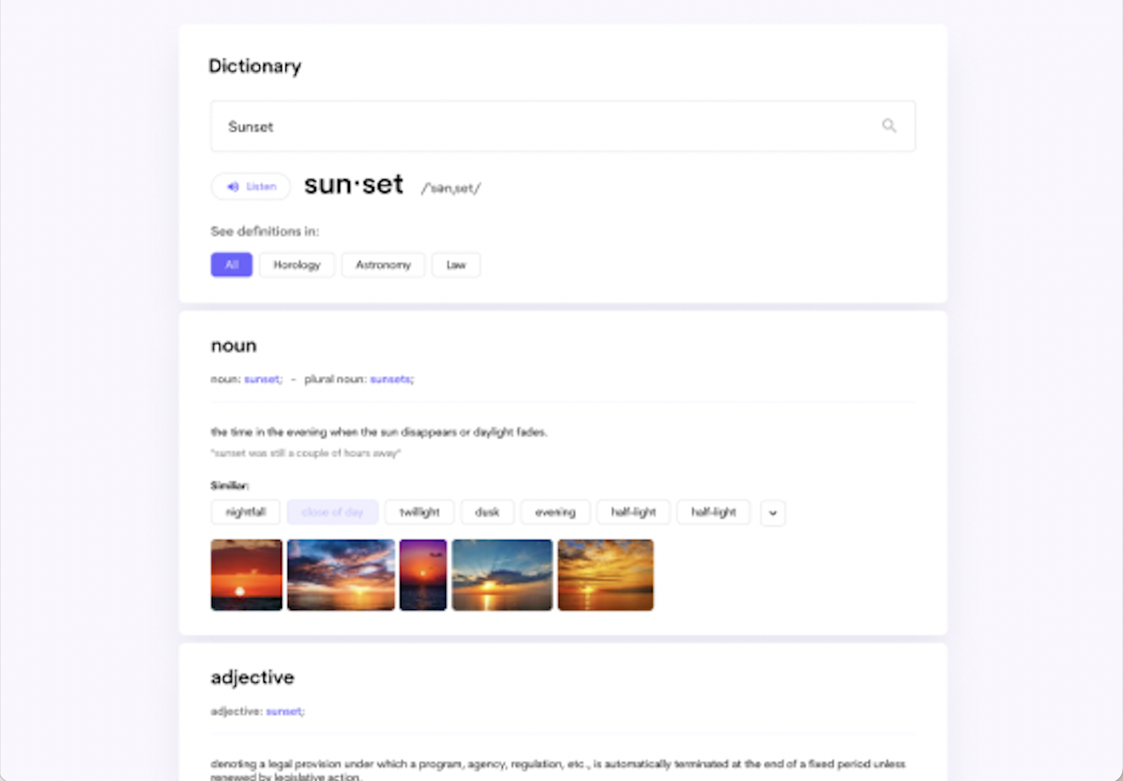 Prospective preview of dictionary project